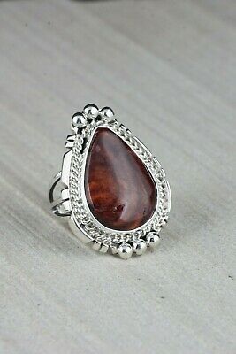 Navajo Spiny Oyster and Sterling Silver Ring - Samuel Yellowhair - Size 6 - High Lonesome Trading