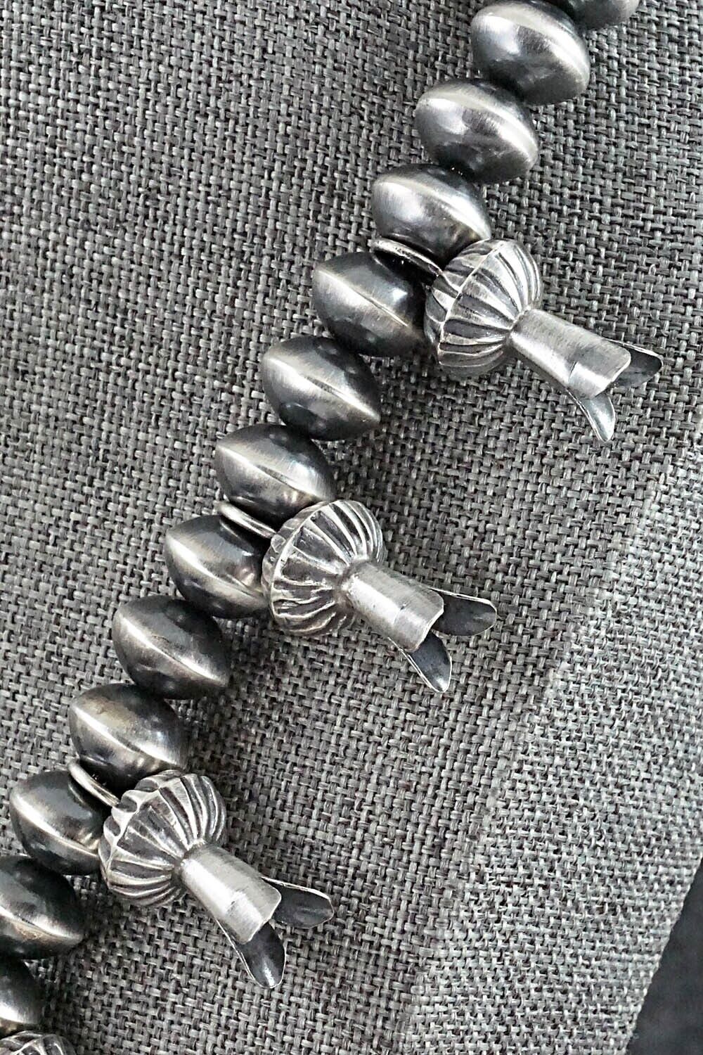 Sterling Silver Navajo Pearl Squash Blossom Necklace - Presley Haley