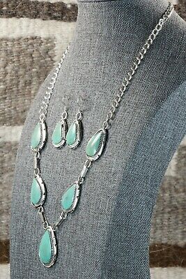 Navajo Turquoise & Sterling Silver Necklace Set - Tom Lewis
