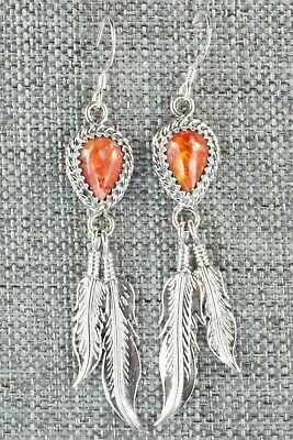 Spiny Oyster & Sterling Silver Earrings - Adalarae Yazzie