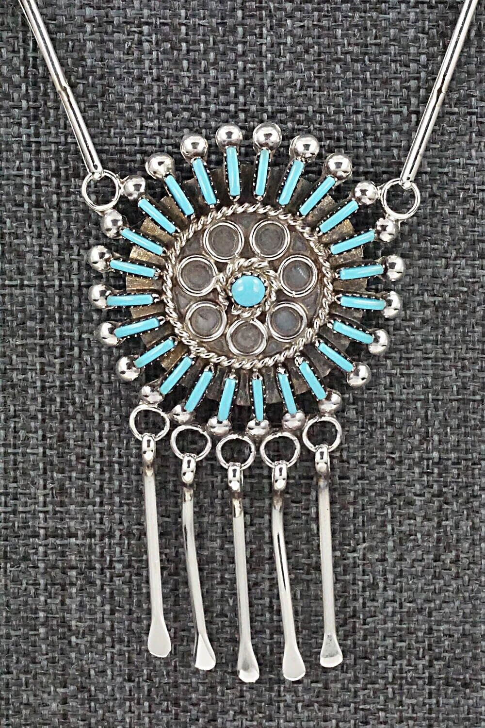 Turquoise & Sterling Silver Necklace and Earrings Set - Philander Gia