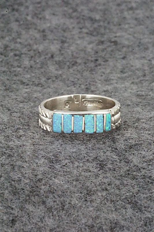 Opalite & Sterling Silver Inlay Ring - Orlando Laweka - Size 7.5