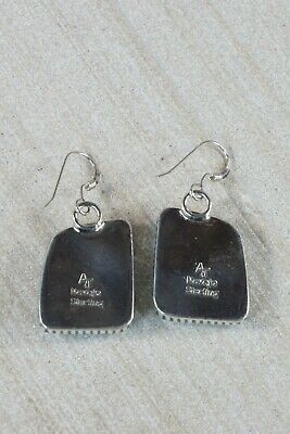 Navajo Turquoise & Sterling Silver Earrings - Alvin Joe - High Lonesome Trading