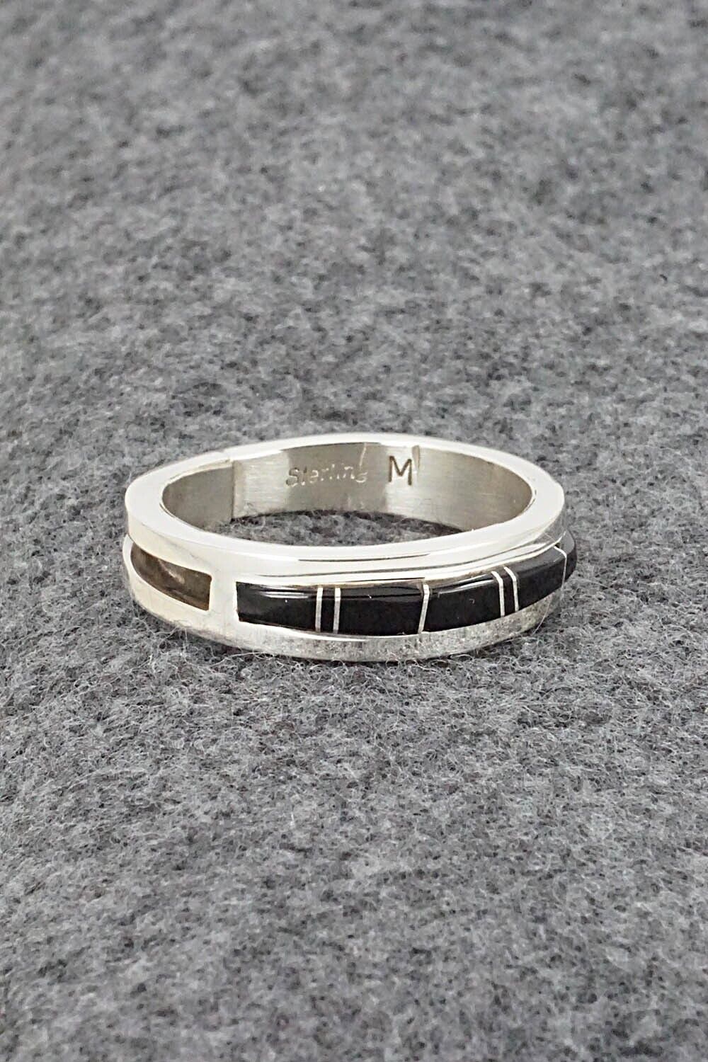 Onyx & Sterling Silver Inlay Ring - Wilbert Muskett Jr. - Size 12
