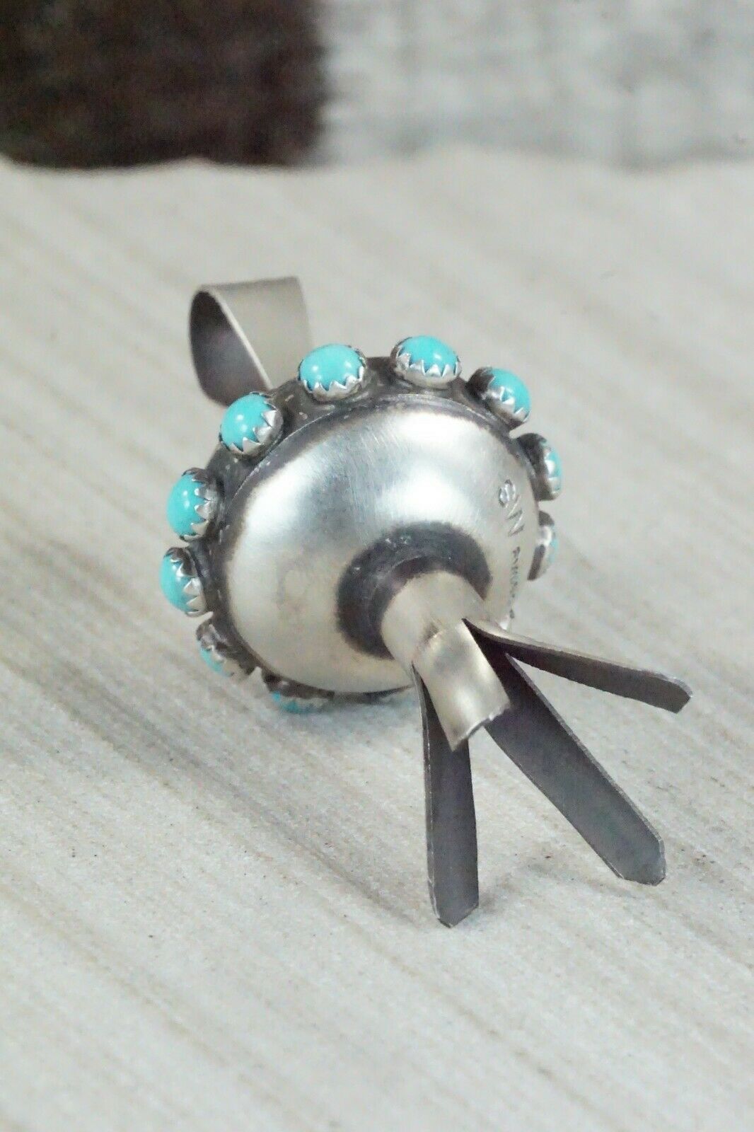 Turquoise & Sterling Silver Blossom Pendant - Monica Smith