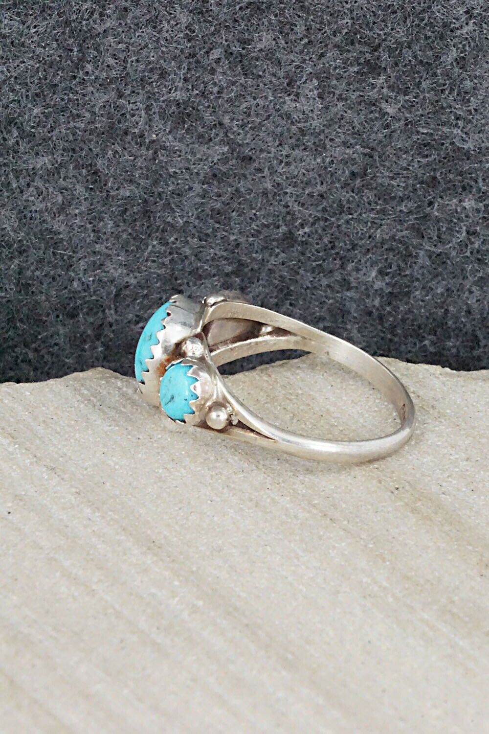 Turquoise & Sterling Silver Ring - Freda Martinez - Size 7.75