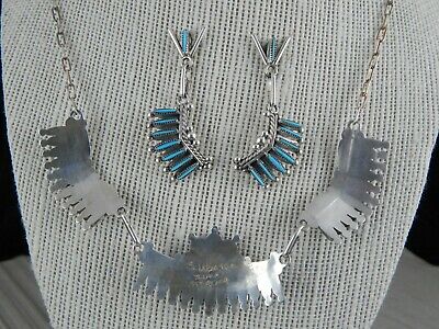 Zuni Turquoise & Sterling Silver Necklace & Earring Set - Samantha Waatsa Zuni - High Lonesome Trading