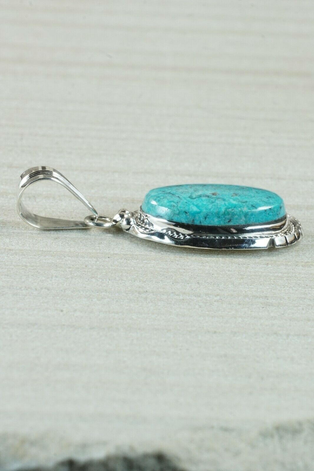 Navajo Turquoise & Sterling Silver Pendant - Samuel Yellowhair