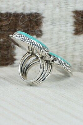 Navajo Turquoise and Sterling Silver Ring - Alvin Joe - Size 6.75