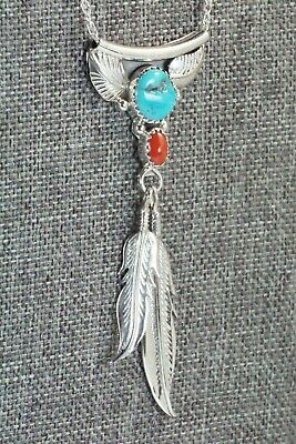 Turquoise, Coral & Sterling Silver Necklace - Sharon McCarthy - High Lonesome Trading