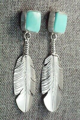 Turquoise & Sterling Silver Feather Earrings - Ben Begay
