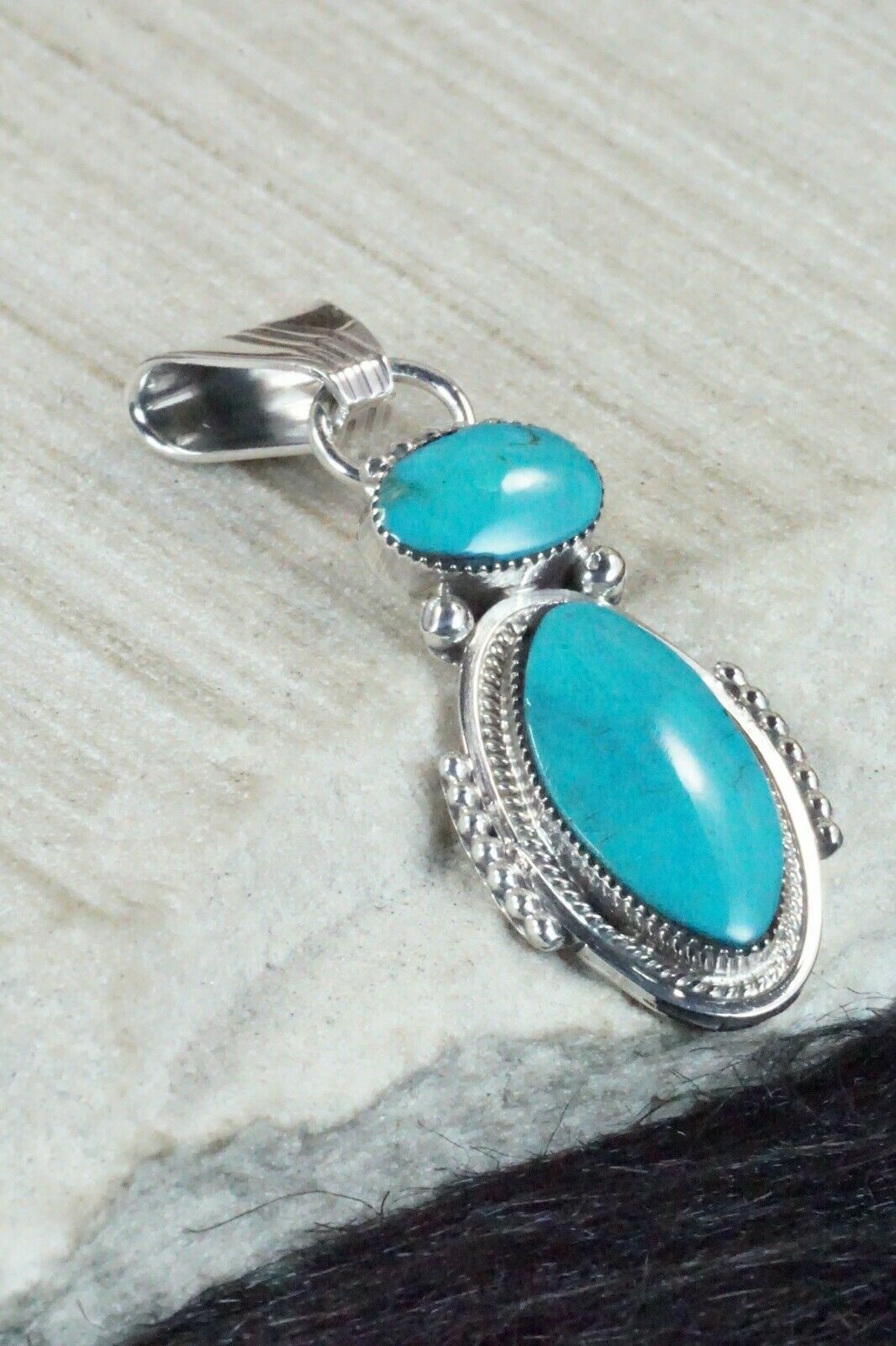 Turquoise and Sterling Silver Pendant - Bobby Platero