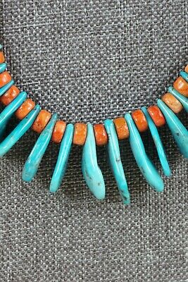 Navajo Turquoise & Spiny Oyster Necklace - Native American