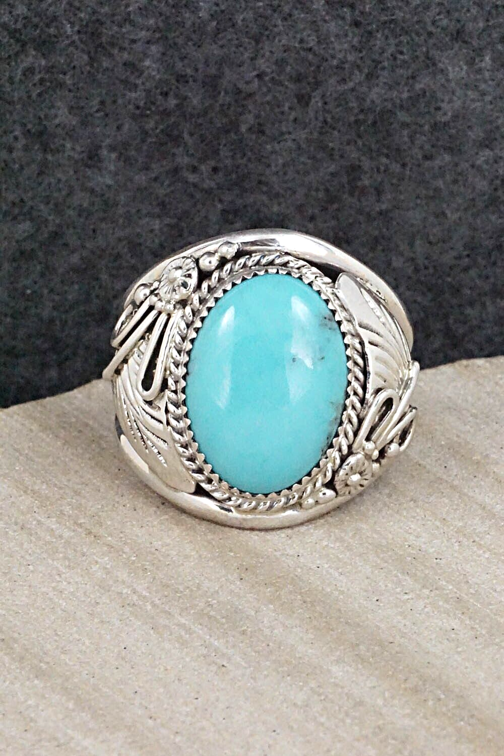 Turquoise & Sterling Silver Ring - Leonard Spencer - Size 11.75