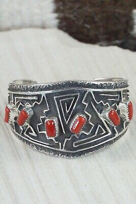 Coral & Sterling Silver Bracelet - Delbert Arviso