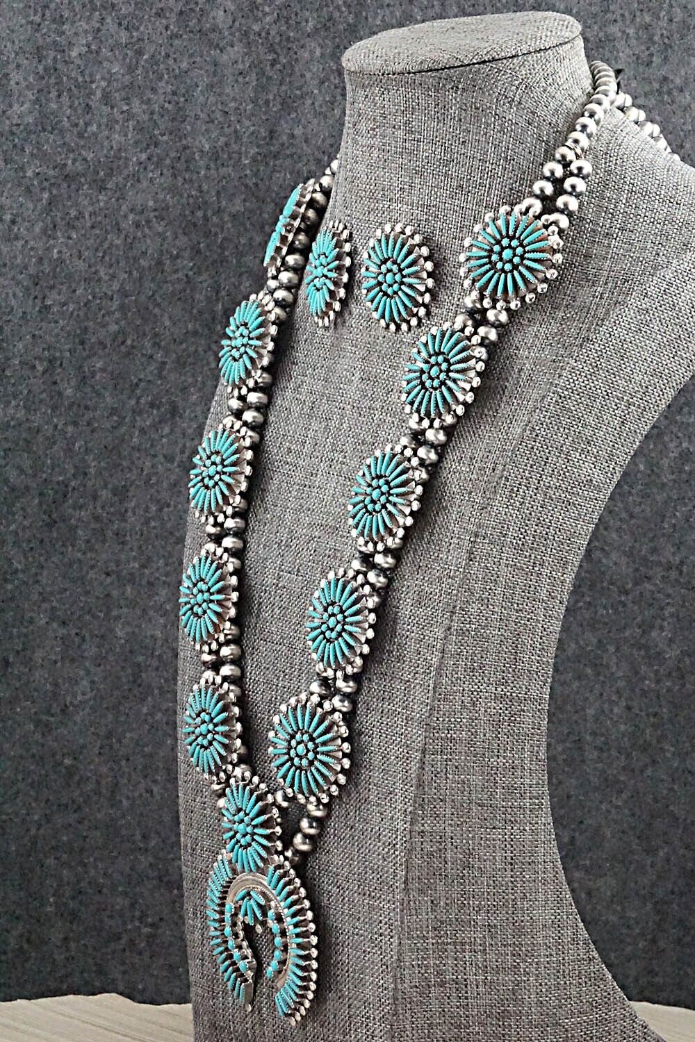 Turquoise & Sterling Silver Squash Blossom Set - Sibert Bowannie Sr.