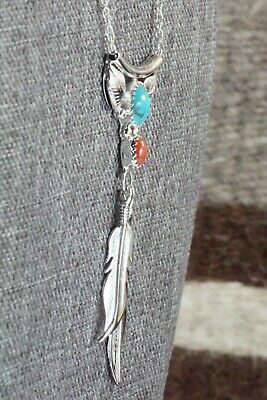 Turquoise, Coral & Sterling Silver Necklace - Sharon McCarthy