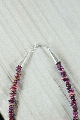 Spiny Oyster & Sterling Silver Necklace - Louise Joe - Navajo - High Lonesome Trading