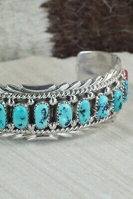 Turquoise, Coral & Sterling Silver Bracelet - Anthony Brown