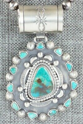 Turquoise and Sterling Silver Pendant & Necklace - Tom Lewis