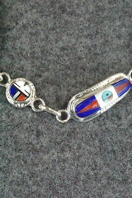 Lapis, Coral & Sterling Silver Link Bracelet - Patty Edaakie