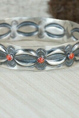 Navajo Spiny Oyster & Sterling Silver Bangle Cuff - Tim Yazzie