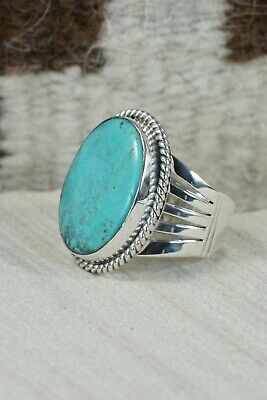 Navajo Turquoise & Sterling Silver Ring - Jeanette Saunders - Size 11.75