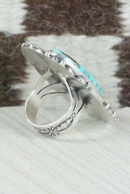 Turquoise & Sterling Silver Ring - Tom Lewis - Size 8.5