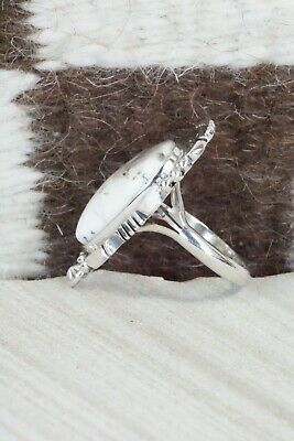 White Buffalo & Sterling Silver Ring - Daniel Benally - Size 8.75