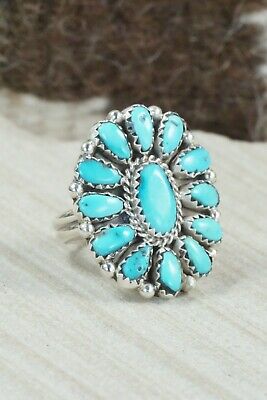 Turquoise and Sterling Silver Ring - Justina Wilson - Size 8