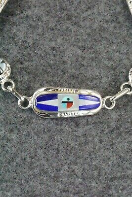Lapis, Mother of Pearl & Sterling Silver Link Bracelet - Patty Edaakie