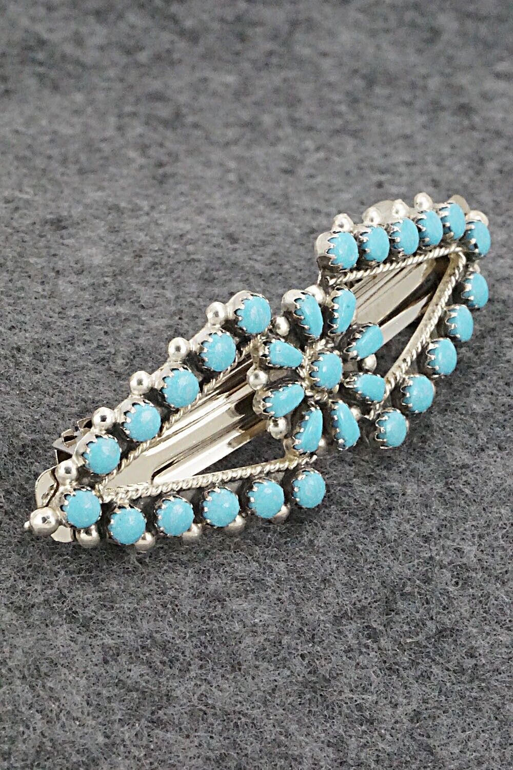 Turquoise & Sterling Silver Hair Barrette - Karen Booqua