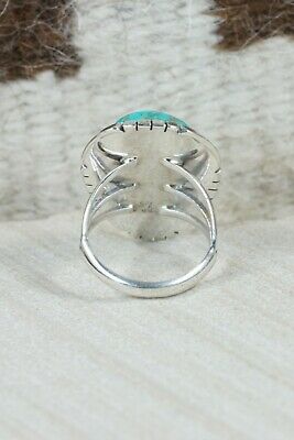 Navajo Turquoise & Sterling Silver Ring - Samuel Yellowhair - Size 8.5