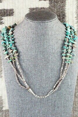 Turquoise, Shell & Sterling Silver Necklace - Torevia Crespin