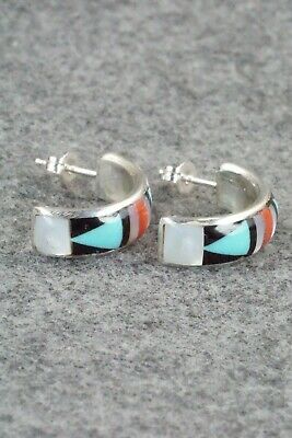 Multi Stone Inlay & Sterling Silver Earrings - Delberta Boone
