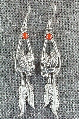 Coral & Sterling Silver Earrings - Elaine Shirley