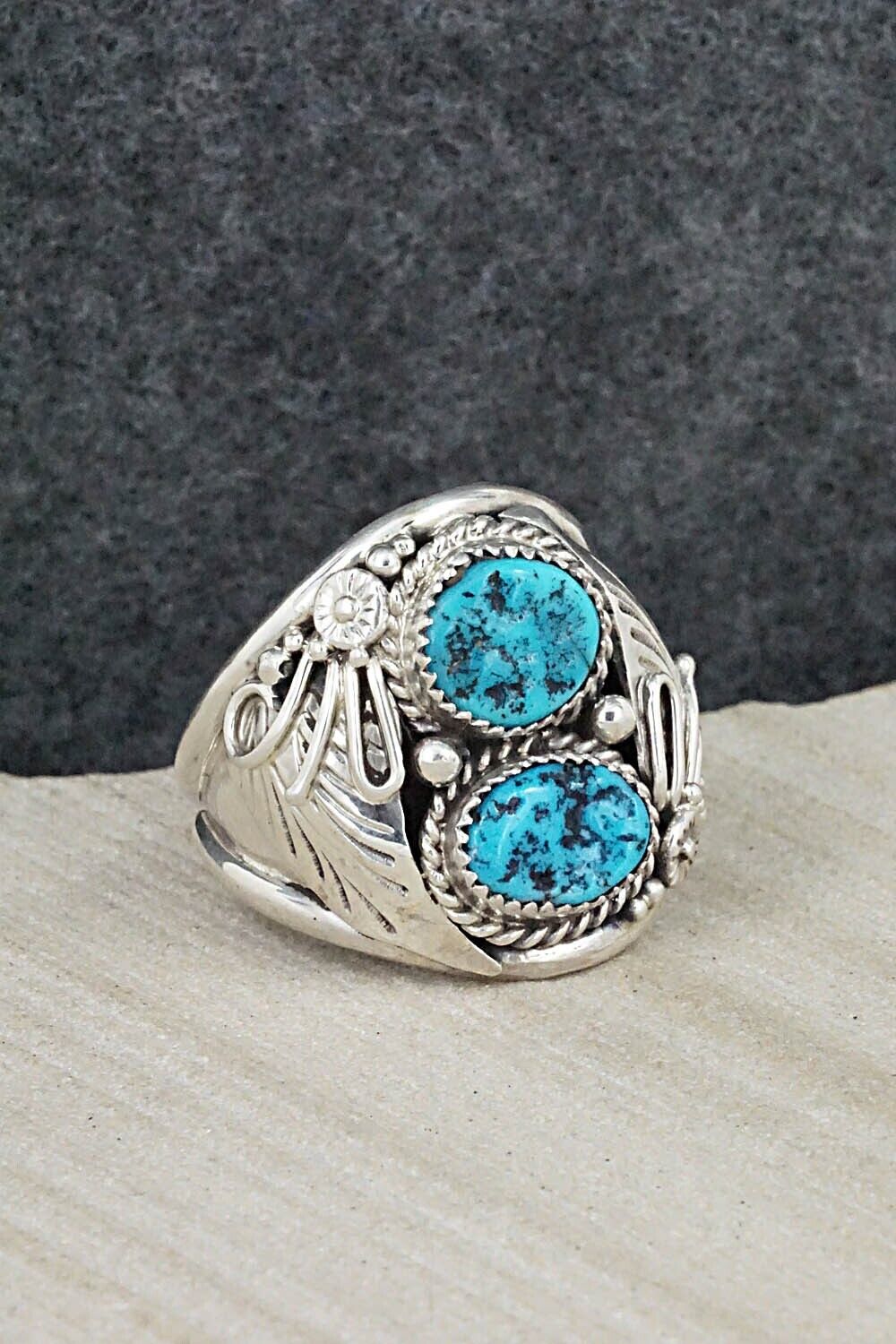 Turquoise & Sterling Silver Ring - Leonard Spencer - Size 12