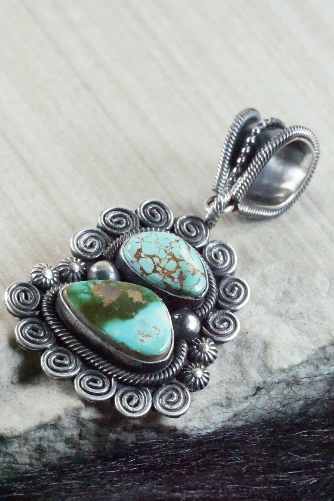 Turquoise & Sterling Silver Pendant - Jess Martinez