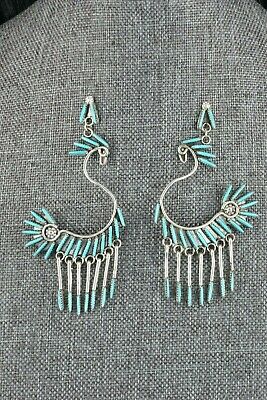 Turquoise & Silver Earrings - Jeannie Lastiyano - Zuni - High Lonesome Trading