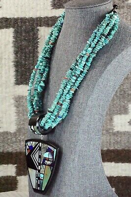 Turquoise, Multi Stone Pendant & Sterling Silver Necklace - Chris Nieto