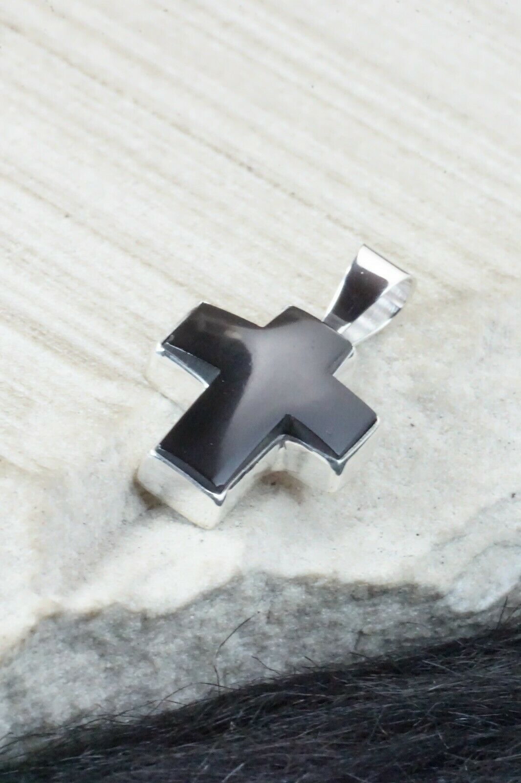 Onyx & Sterling Silver Cross Pendant - Diane Wylie