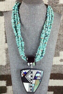 Turquoise, Multi Stone Pendant & Sterling Silver Necklace - Chris Nieto