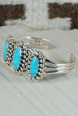 Navajo Turquoise and Sterling Silver Bracelet - Tom Lewis - High Lonesome Trading