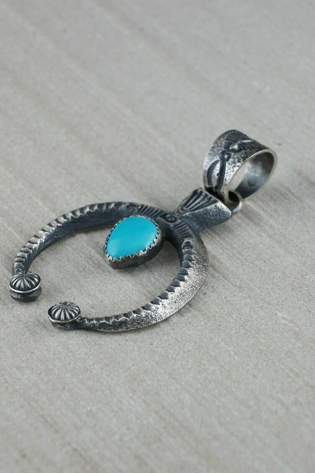 Navajo Turquoise and Sterling Silver Pendant - Eva & Linberg Billah - High Lonesome Trading
