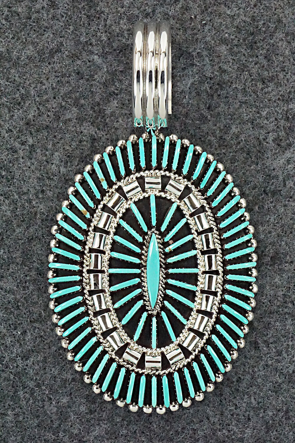 Turquoise & Sterling Silver Pendant - Edmund Cooeyate