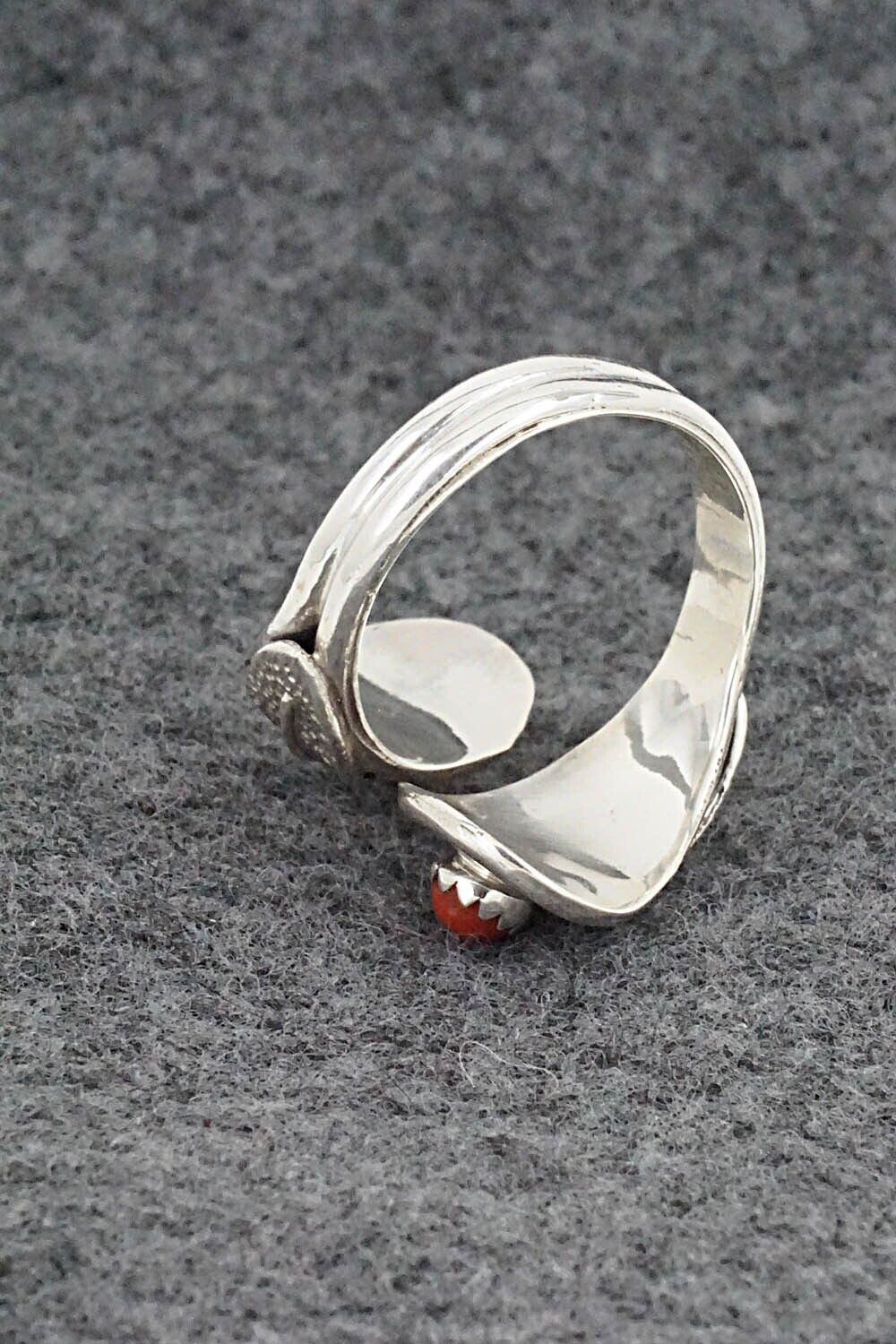 Coral & Sterling Silver Ring - Genevieve Francisco - Size 7