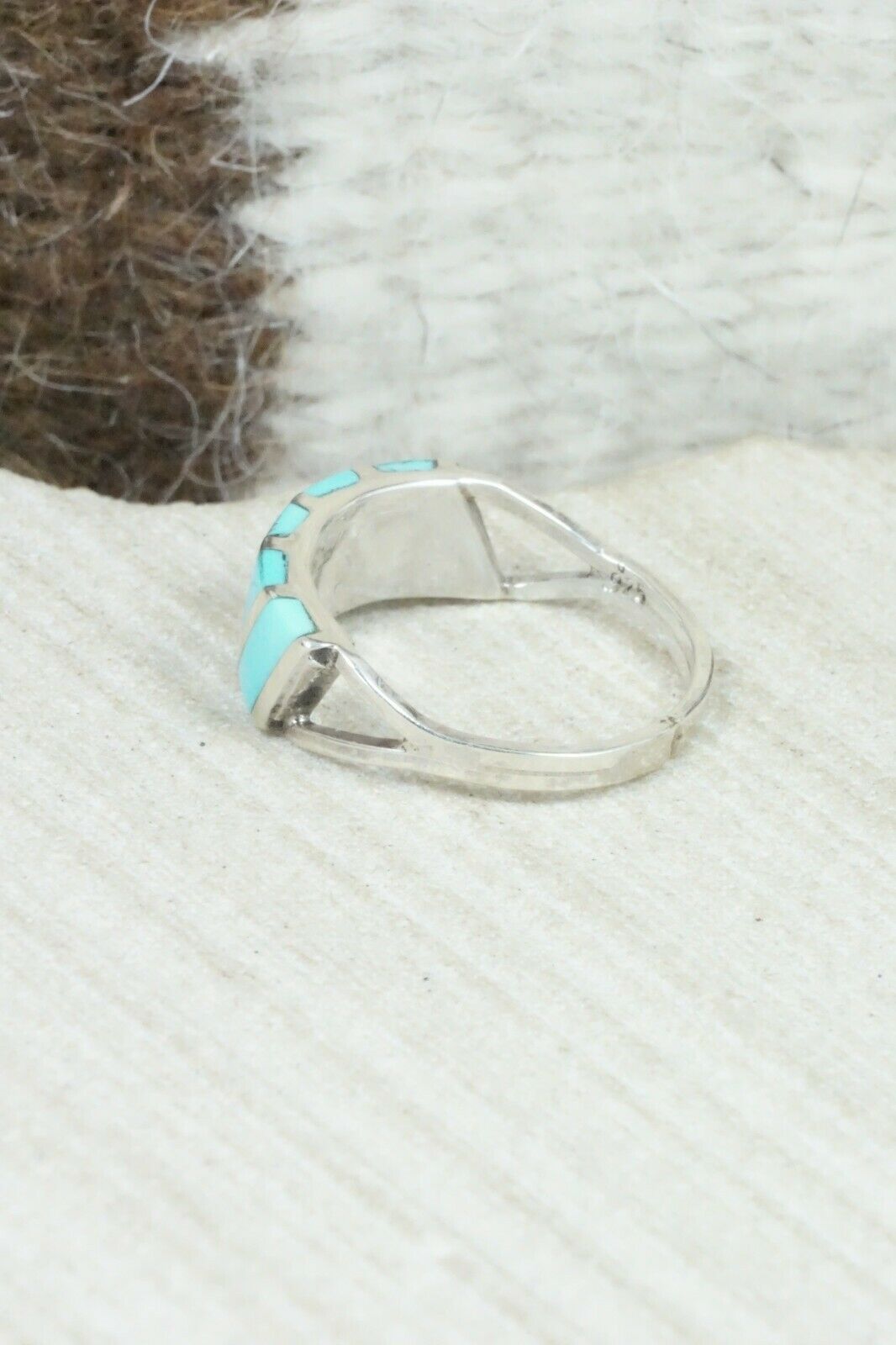 Turquoise & Sterling Silver Ring - Fabian Sheyka - Size 9