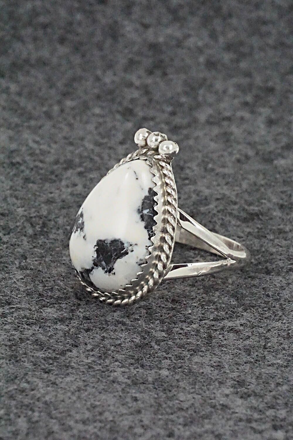 White Buffalo & Sterling Silver Ring - Robert Martinez - Size 6.5