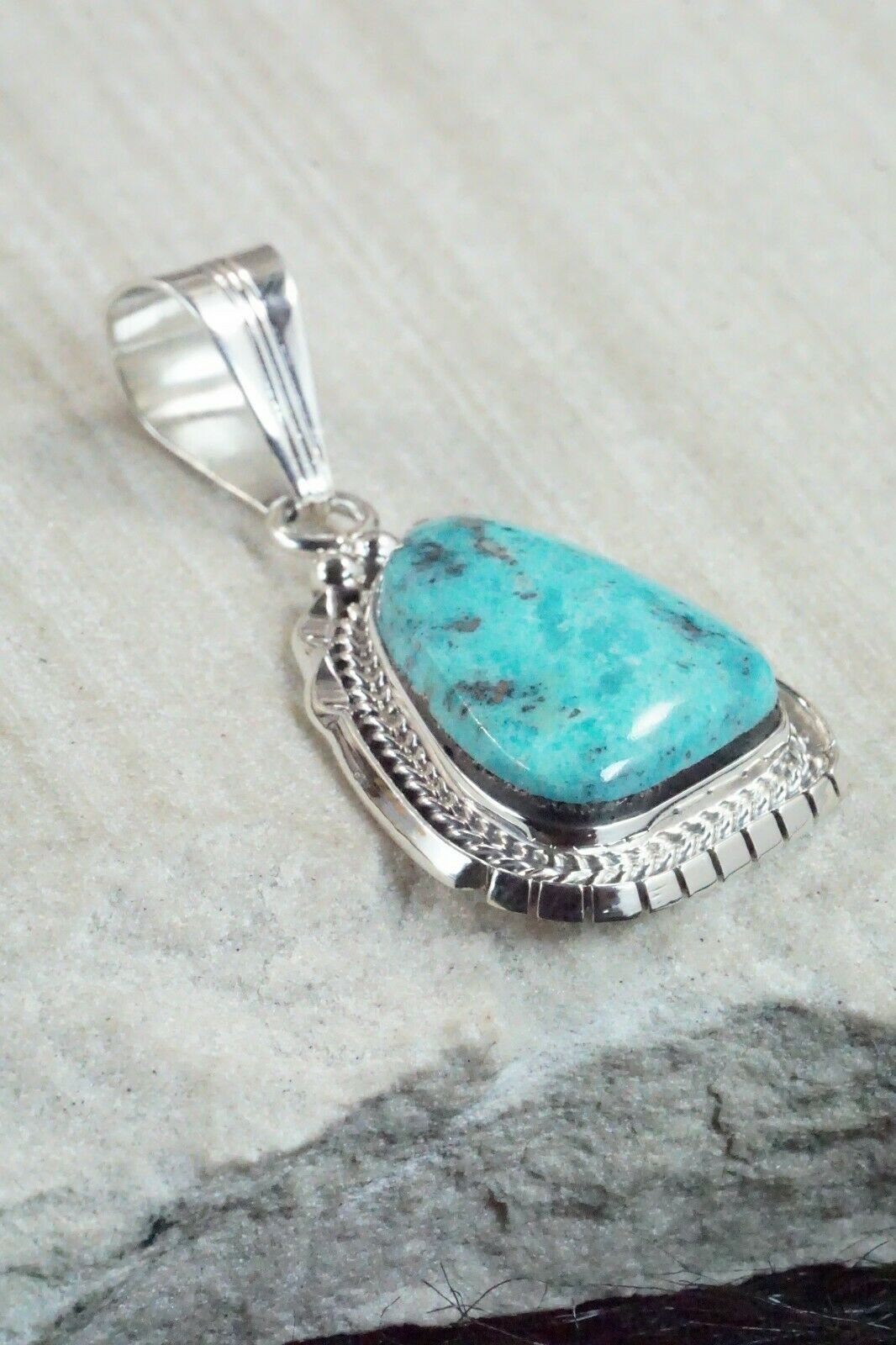 Turquoise & Sterling Silver Pendant - Samuel Yellowhair
