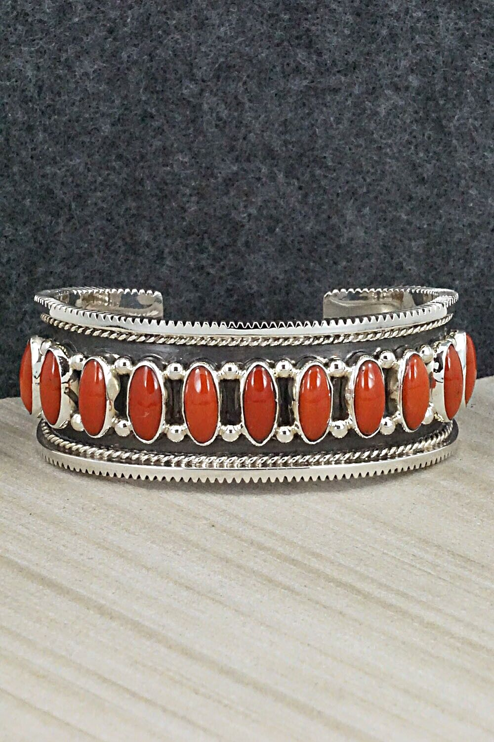 Coral & Sterling Silver Bracelet - Tom Lewis